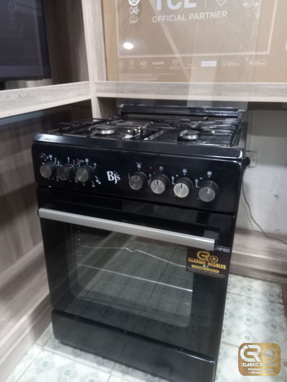 BJ'S standing Cooker Electric Oven with Turbo fan 3gas 1 Electric jet valve
