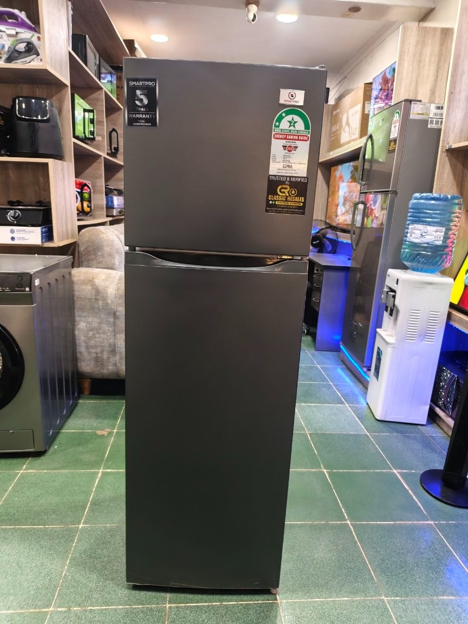 Smart Pro SFR-210-DT-I Double Door Refrigerator, 170L - Silver