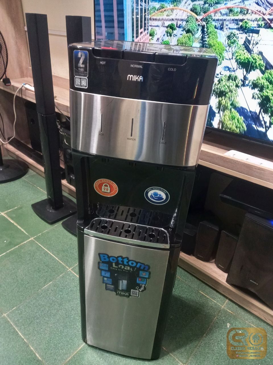 MIKA Water Dispenser, Floor Standing Bottom Load, Stainless Steel Black MWD2801SSB