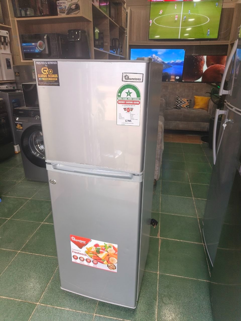 Ramtons 128 LITERS DOUBLE DOOR DIRECT COOL FRIDGE, SILVER- RF/173