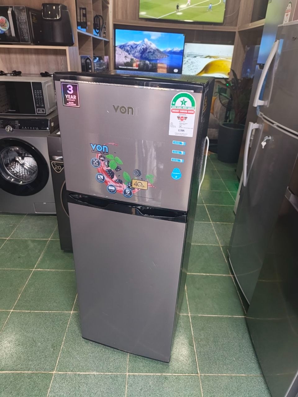 Von Fridge Dark Grey Vart19Dhs 136L