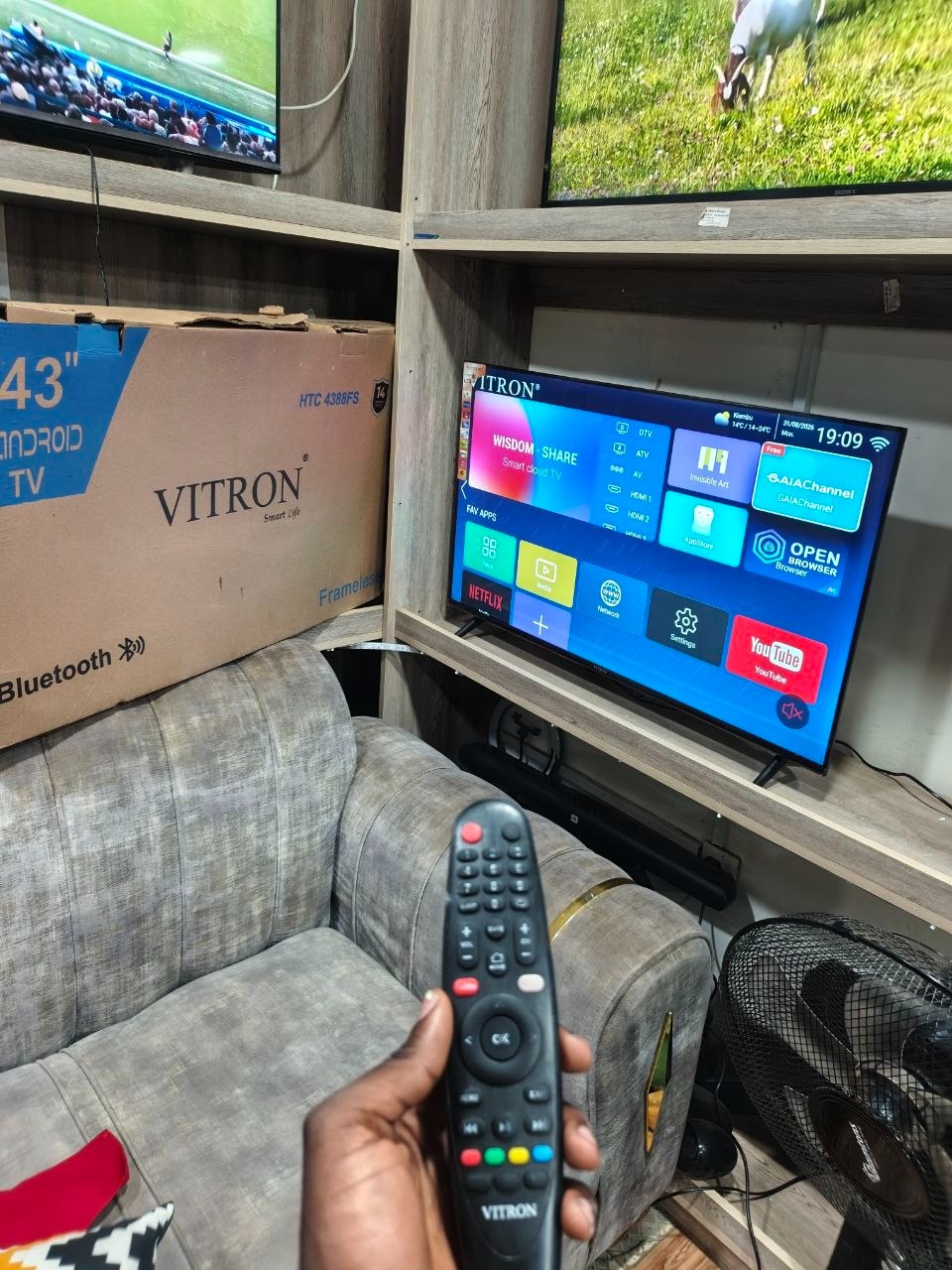 Vitron 43-Inch Smart Android TV Full HD, Black (2025 Model) – Bluetooth Enabled, Model Number: HTC4388FS